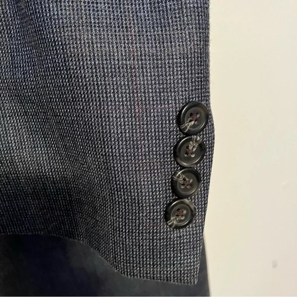 Lauren Ralph Lauren Blazer Suit Jacket Mens 42R Sports Coat Wool Silk Plaid Blue - Picture 4 of 11